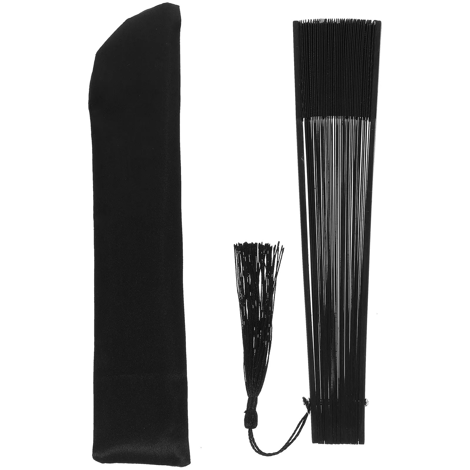 1Pcs Elegant Black Folding Fan Men Handheld Bamboo Frame Silk Surface Summer Cooling Wedding Favor Party Decoration Chinese Fan