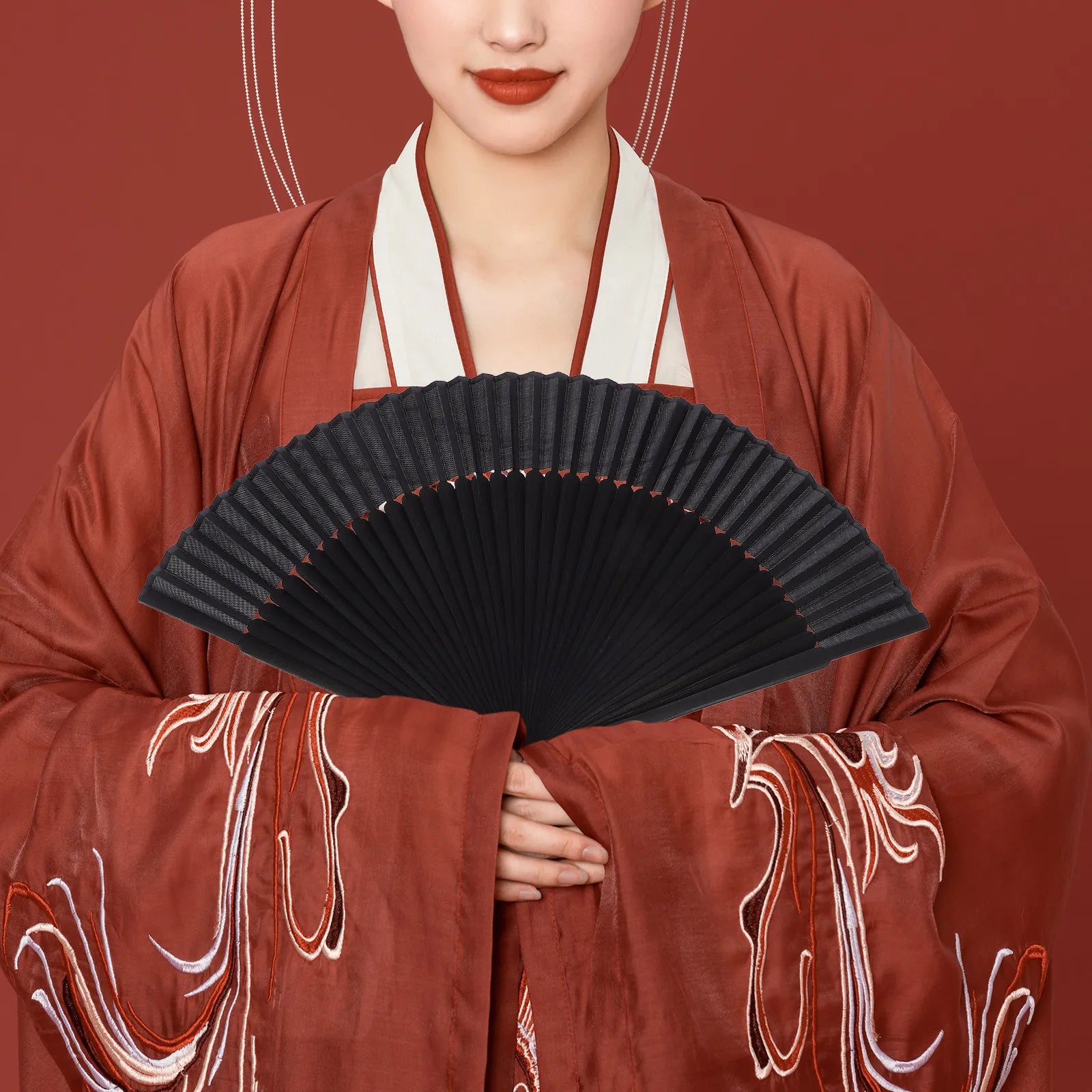 Bamboo and Silk Men Handheld Folding Fan Large Airflow Strong Wind Summer Wedding Bridal Prop DIY Wall Decor Gift Set