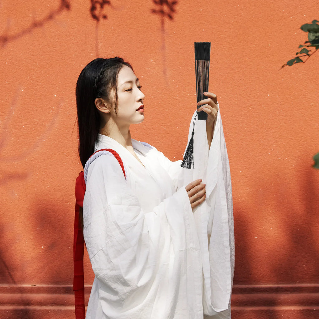 Bamboo and Silk Men Handheld Folding Fan Large Airflow Strong Wind Summer Wedding Bridal Prop DIY Wall Decor Gift Set