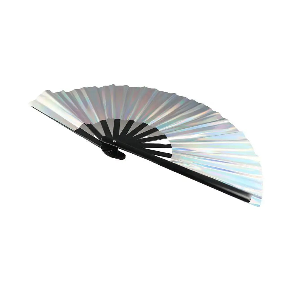 Home Decoration Gradient Colorful Laser Colors Hand Fan PVC Bamboo Handle Tai Chi Fan Large Size Dancing Fan Photography Prop