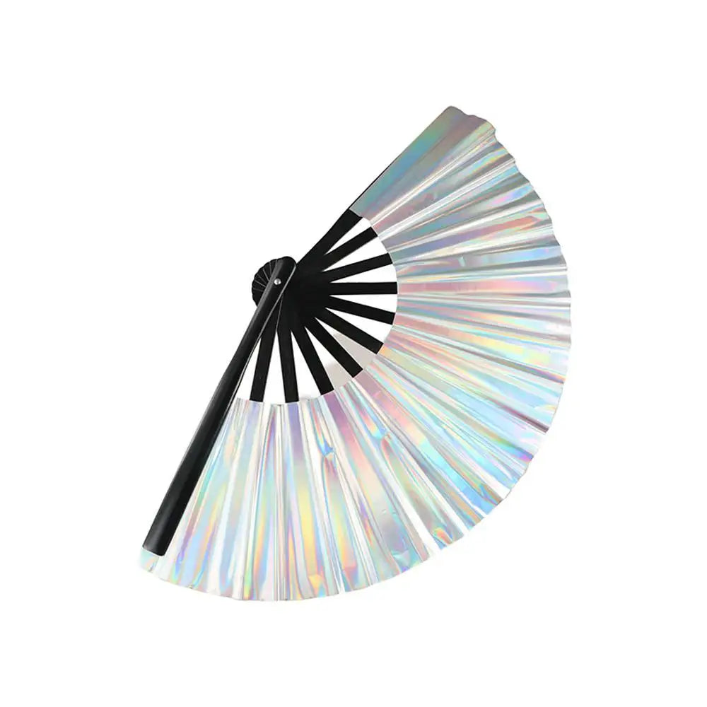 Home Decoration Gradient Colorful Laser Colors Hand Fan PVC Bamboo Handle Tai Chi Fan Large Size Dancing Fan Photography Prop